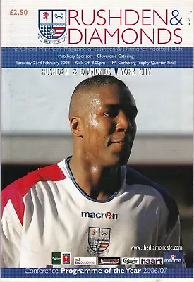 RUSHDEN & DIAMONDS V YORK CITY. FA Carlsberg Trophy 2007/08 • £4.99