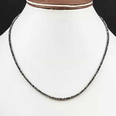 $189 • Buy 3 Mm AAA Quality Certified Black Diamond Beads Necklace 18 Inches Anniversary