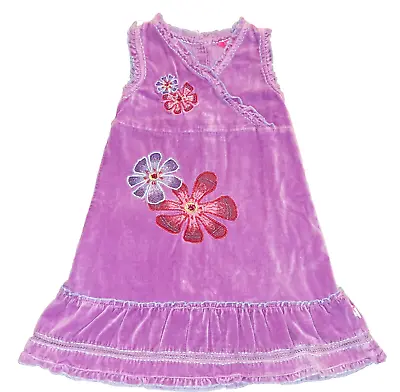 Girls MIM-PI Lavender Purple Velvet Jumper Dress 116 6 Embroidered Boutique • £9.60