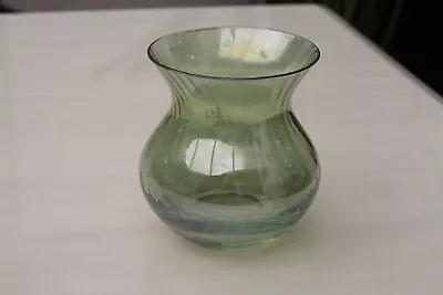 Pale Green Lustre Ribbed Glass Bud Vase Dartington? Art Glass • £7.50