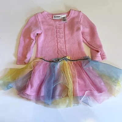 Blueberi Boulevard Baby Girls Pink Sweater Rainbow Tutu Dress Sz 3T Party Fun • $22