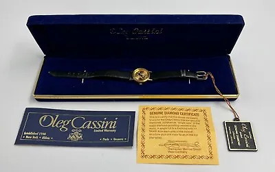 Vintage Genuine Diamond Oleg Cassini Women's Gold Tone Ten Dollar Watch • $49.50