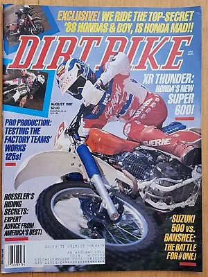 Dirt Bike August 1987 Vintage Motocross Magazine XR Thunder Honda 600 Suzuki 500 • $12.98
