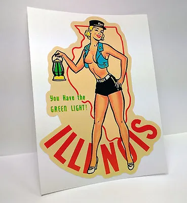 Illinois Pinup Vintage Style Decal / Vinyl Sticker Luggage Label Railroad • $4.69