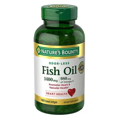 $25.95 • Buy Nature's Bounty ODOR-LESS Fish Oil 1400mg, 980mg Omega-3 130 Coated Softgels USP