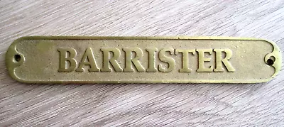 Vintage Brass BARRISTER Sign Plaque Attorney Lawyer 7.5  • $32.75