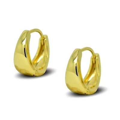 9ct Yellow Gold Filled Tapered Small Huggie Hoop Earrings Ladies Womens 9KGF • £18