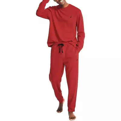 Nautica Sleepwear Mens Waffle 2PC Pajama Pant Set Loungewear BHFO 2697 • $12.99