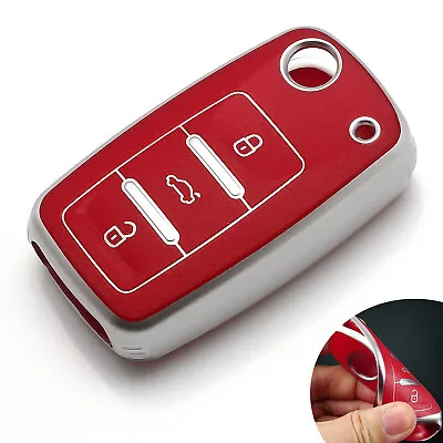 Red Full Seal Shockproof Remote Control Key Fob Cover Case Skin For Volkswagen • $13.87