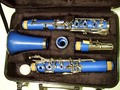 Blue Clarinet With Case  Silver Keys Bb • $62