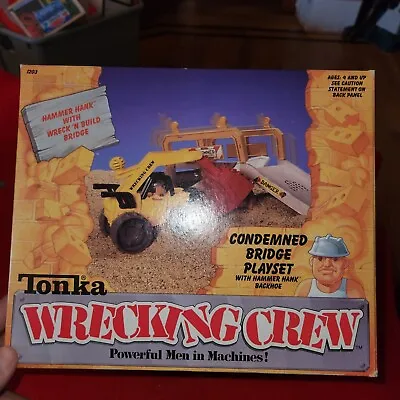 Vintage 1988 Tonka Wrecking Crew Hammer Hank Backhoe & Wreck N' Build Bridge Pla • $75.54