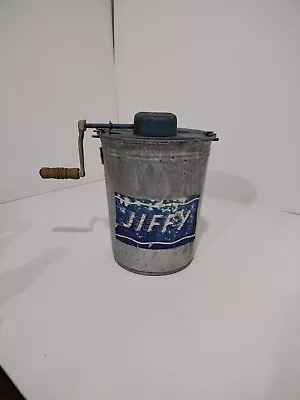 Vintage Jiffy Hand Crank Galvanized Ice Cream Churn Maker • $49.99