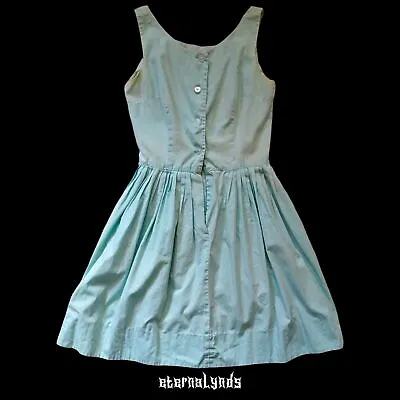 Vintage 50s/60s Mini Sun Dress Women's S/M Light Blue Sleeveless Pleated Belted  • $15