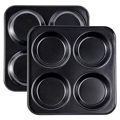 Yorkshire Pudding Pan 4 Inch Muffin Top Pans 2 Pack Nonstick Hamburger Whoopi... • $20.54