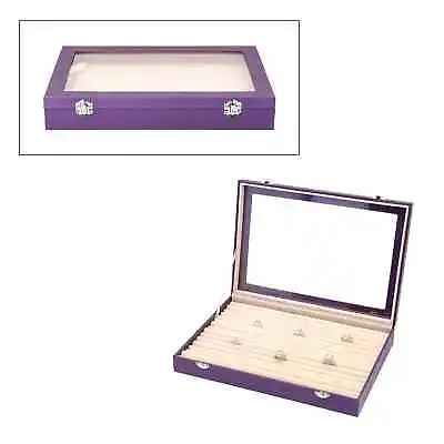 £37.26 • Buy Purple Leatherette Anti Tarnish 150 Slot Ring Jewelry Box With 2 Latch Clasp
