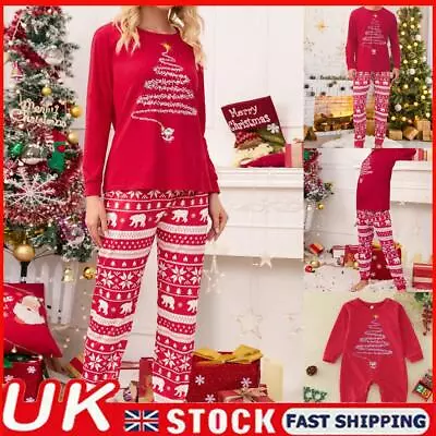 UK Family Matching Christmas Pyjamas Adult Kids Xmas Nightwear Pajamas Pjs Set • £8.16