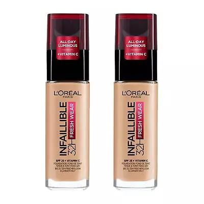 L'Oreal Paris Infallible 32H Fresh Wear Liquid Foundation 200 Natural Linen2pk • £25.49