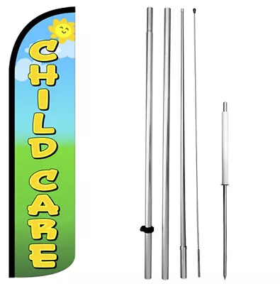 CHILD CARE - Windless Swooper Flag Kit 15' Feather Banner Sign Gz-h • $64.95