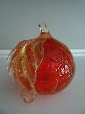 Vetro Artistico Veneziano Murano Glass CRACKLE APPLE Paperweight Gold FRUIT • $58.05