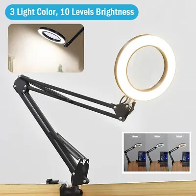 10x Magnifying 64LED Glass Desk Light Magnifier Lamp Reading Lamp & Base & Clamp • £17.99