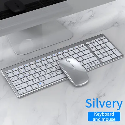 Ultra Slim Wireless Keyboard & Cordless Optical Mouse Combo For Mac IPad Apple • £22.99