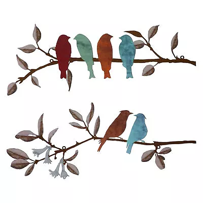 Metal Bird Wall Art  2pcs Vivid Birds On Branch Rustic Bird Decor Leaf Wall Deco • $21.65