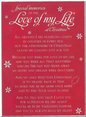 Christmas Grave / Memoriam Card / XMAS Love Of My Life With FREE Holder-CM06 • £1.85