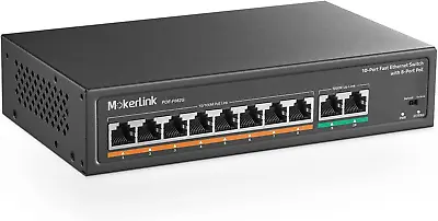 10 Port Poe Switch With 8 Poe+ Port 2 Gigabit Uplink 802.3Af/At Poe+ 100Mbps • £55.85