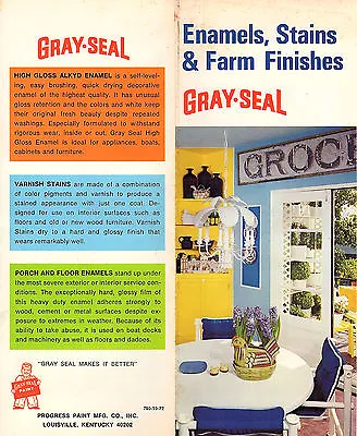 Gray-Seal Enamels Stains & Farm Finishes Vintage 1972  Brochure & Color Chart  • $13