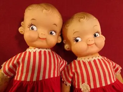 Vintage Campbell Soup Kid Girl Dolls 1956 Rubber Ideal Toy Corp 9” TWINS • $15