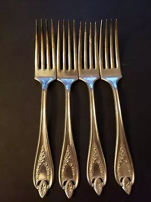 Set (4) Dinner Forks 7-1/2  Silverplate 1847 Rogers Bros XS Triple  Old Colony  • $18.95