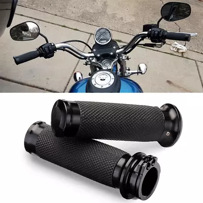 Black 1  Motorcycle Handle Bar Hand Grips For Yamaha V-Star 650 XVS650A Classic • $25.56