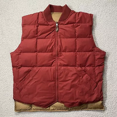 Eddie Bauer Mens Reversible Goose Down Vest Full Zip Red/Gold Vtg Size XL Spots • $44.99