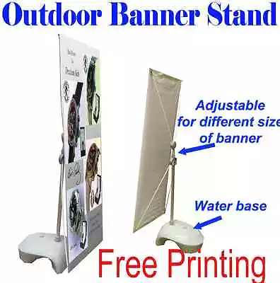 Outdoor Adjustable X Banner Stand W/ Free Printing Trade Show Display Banner • $108.99