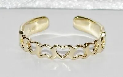 9ct Gold Adjustable Toe Ring - Love Heart Pattern - Ladies & Gents Gold Toe Ring • £39.95