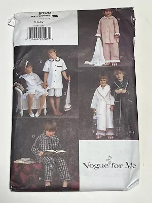 Shorts Top Pants Robe PJs Child Size 5-6x V9109 Vogue Uncut Sewing Pattern • $6.99