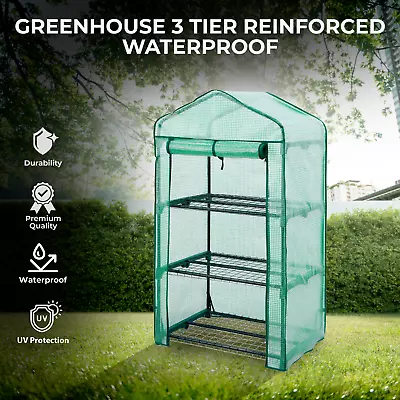 Small 3 Tier Greenhouse Garden Growth Cultivating Hothouse With PVC Cover • £21.99