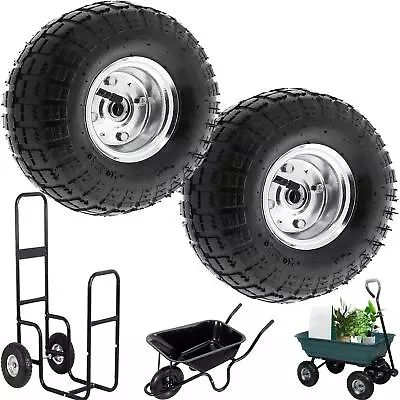 2 X 10  PNEUMATIC SACK TRUCK TROLLEY WHEEL BARROW TYRE TYRES WHEELS 4.10/3.5-4.0 • £13.95