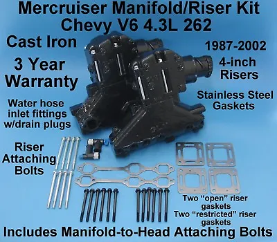 Mercruiser V6 Marine Exhaust Manifold 4  Elbow Kit 1987-2002 99746a17 807988a2 • $695.95