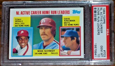 1984 NL Actice Career Home Run Leaders (Mike Schmidt) #703 Topps PSA 10 Phillies • $54.95