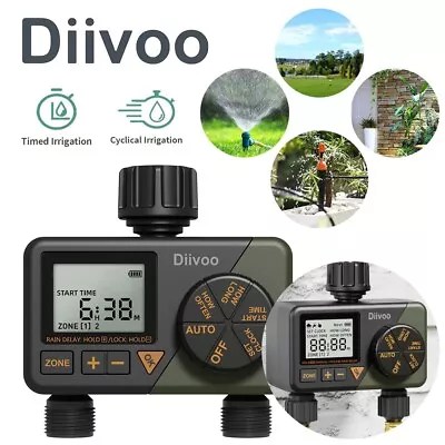 Indoor/Outdoor Programmable Sprinkler Timer 2 Zone With Drip Irrigation System • $39.99