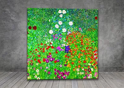 Gustav Klimt Flower Garden CANVAS PAINTING ART PRINT WALL SQ 1192 • £11.29