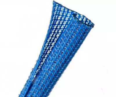 F6N0.25BL 1/4  Blue Split Braided Cable Sleeving  Split Loom  Wrap -USA • $12.78