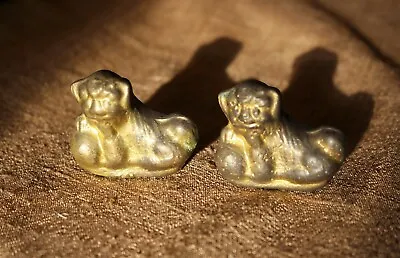 Pair Of Qing Dynasty Gilded Bronze Foo Dog Scroll Weights C. 1910 • $65