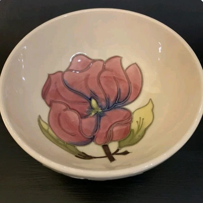 £48 • Buy Moorcroft Pink Magnolia Footed Bowl 16cm Diameter, Signed By John Moorcroft