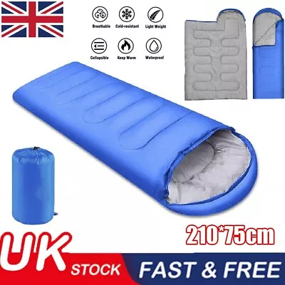 3 Season Single Sleeping Bags Camping Hiking Rectangular Envelope Zip Up Adult • £11.59