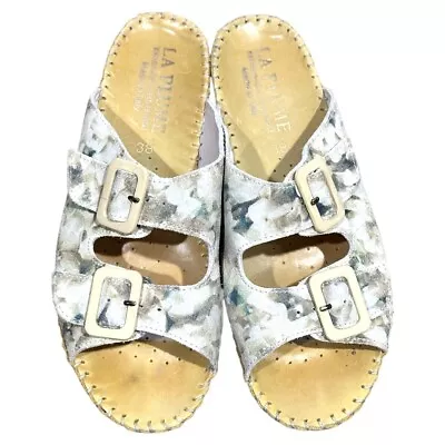 La Plume Women’s 38 (7) Floral Italian Leather Sandals Used Great Condition • $23.50