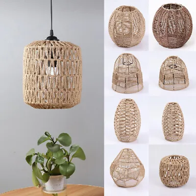 Lamp Shade Rattan Weaving Craft Light Cover Hanging Dustproof Pendant Shades AU • $12.85