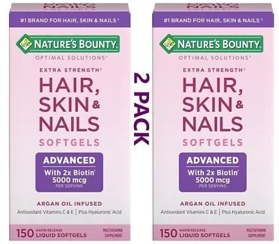 Hair Skin & Nails Collagen 2 X Biotin Argan-Infused 300 Softgels (2x150) Non-GMO • $27.95