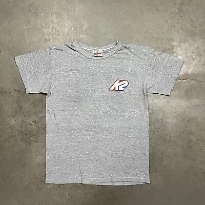 Vintage 80s K2 USA Graphic Paper Thin T Shirt Grey M Made In USA  • $49.99